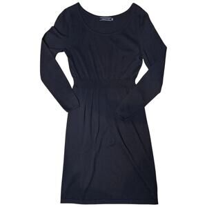 Peruvian Connection Modal Pima cotton blend knit sweater dress black Pleated s